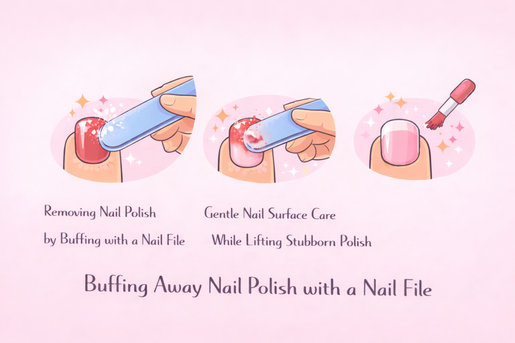 Buffing Away Nail Polish with a Nail File