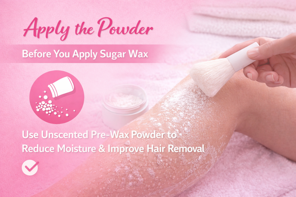 apply powder before applying sugar wax