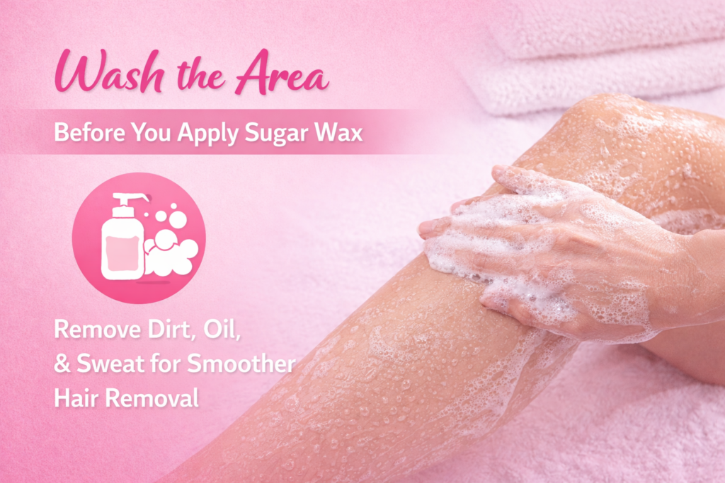 Wash the Area before applying sugar wax