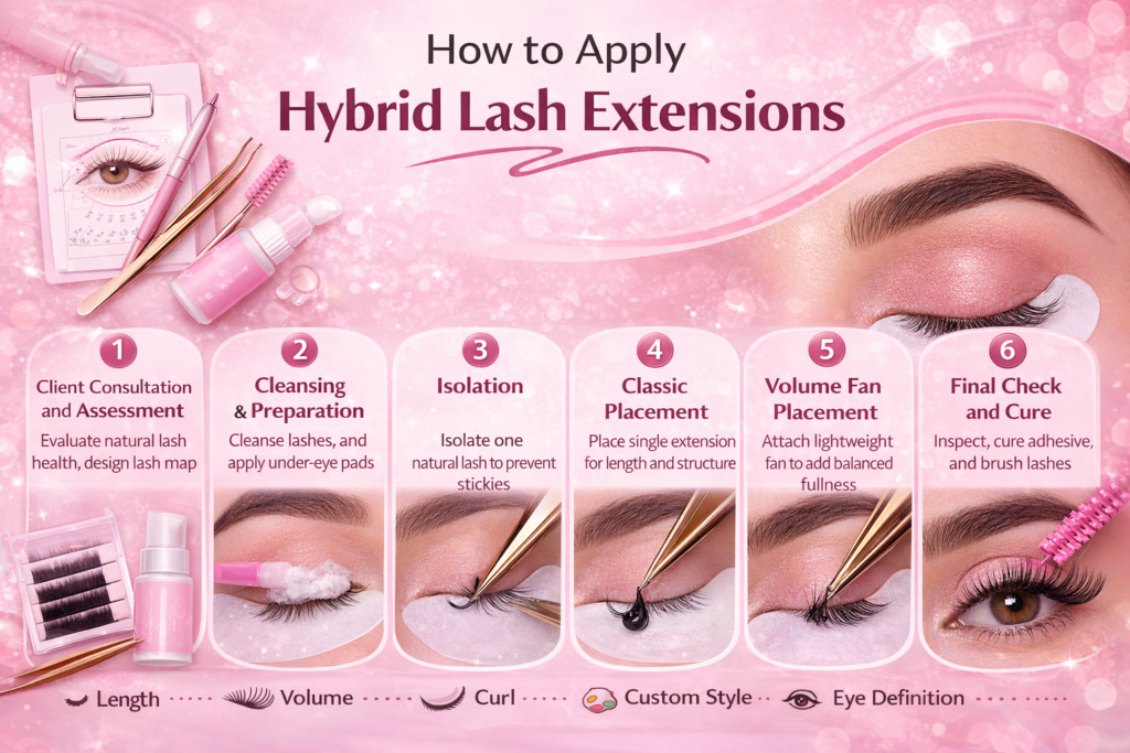 How to Apply Hybrid Lash Extensions