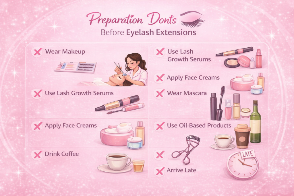 Preparation Don’ts Before Eyelash Extensions