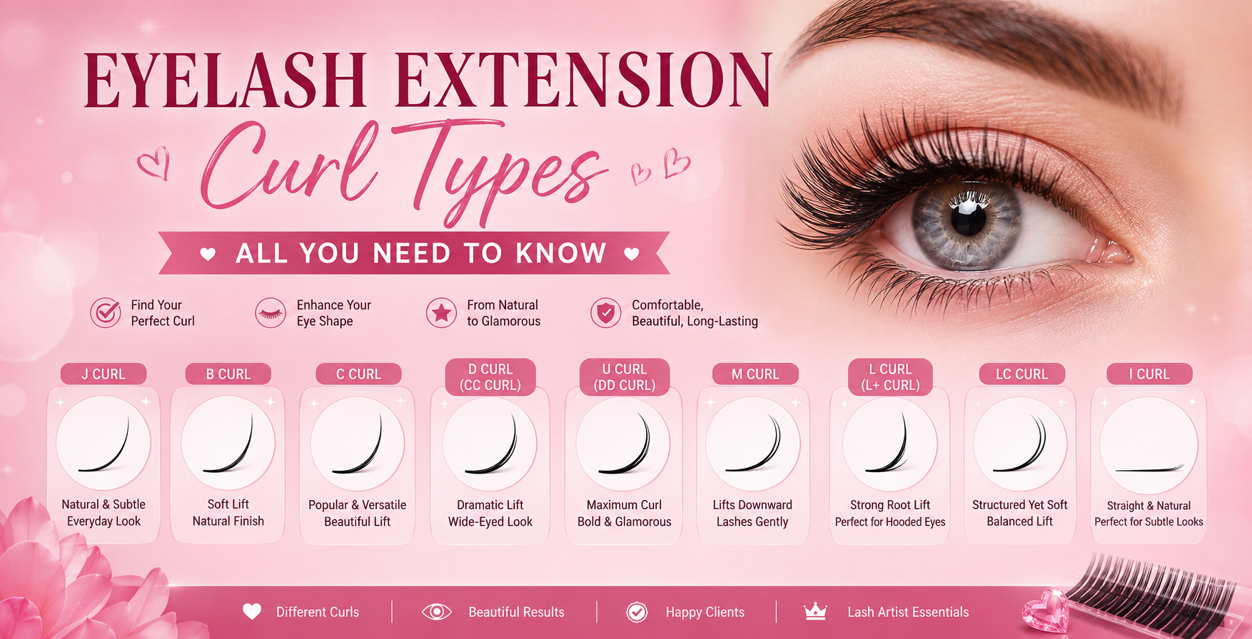 Eyelash Extension Curl Types