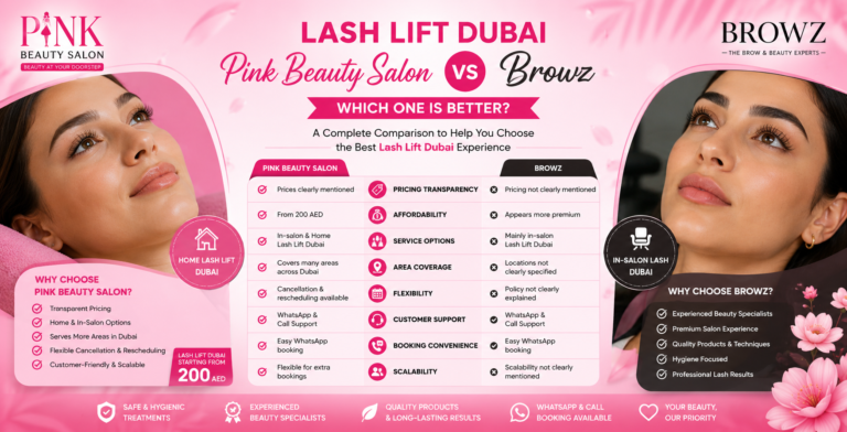 Lash Lift Dubai Pink Beauty Salon vs Browz